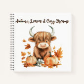 Schattige Autumn Highland Koe Notitieboek (Voorkant)