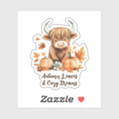 Schattige Autumn Highland Koe Sticker (Vel)