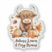 Schattige Autumn Highland Koe Sticker (Voorkant)