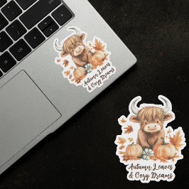 Schattige Autumn Highland Koe Sticker