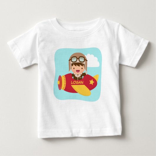 Schattige Aviator Boy Vliegtuig voor Baby Boys (Voorkant)