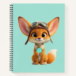 Schattige Aviator Fennec Vos met Antieke Zakhorlog Notitieboek
