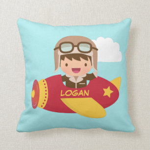 Schattige Aviator Jongen Vliegtuig Kinderkamer Dec Kussen