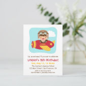 Schattige Aviator Jongen Vliegtuig Verjaardagsfees Kaart (Staand voorkant)