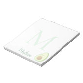 Schattige Avocado Aangepaste Naam Initiaal Notitieblok (Linkerzijde)