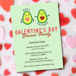 Schattige Avocado Galentine's Day Dinerfeestje  Kaart