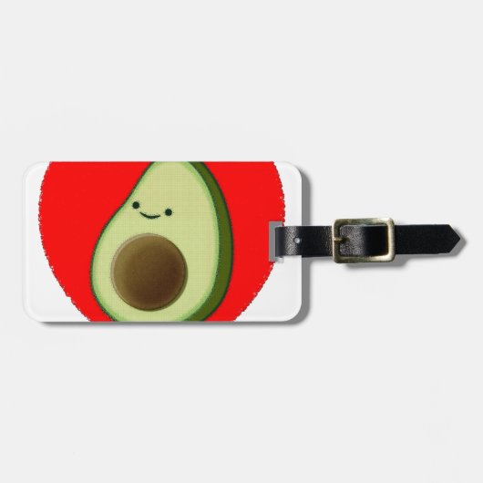 Schattige Avocado In Rode Hart Bagagelabel (Voorkant horizontaal)
