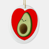 Schattige Avocado In Rode Hart Keramisch Ornament (Rechts)