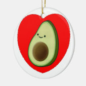Schattige Avocado In Rode Hart Keramisch Ornament (Links)