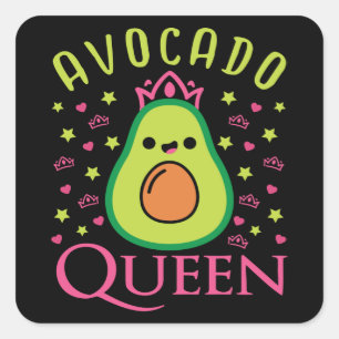 Schattige Avocado Koningin met Hart Keto Meisje Ko Vierkante Sticker