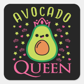 Schattige Avocado Koningin met Hart Keto Meisje Ko Vierkante Sticker