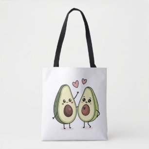 Schattige Avocado-paar met harten - Canvas tas Des
