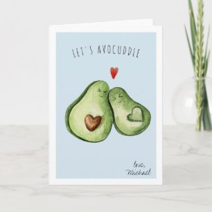 Schattige Avocado Romantische Knuffel Valentijns Feestdagen Kaart