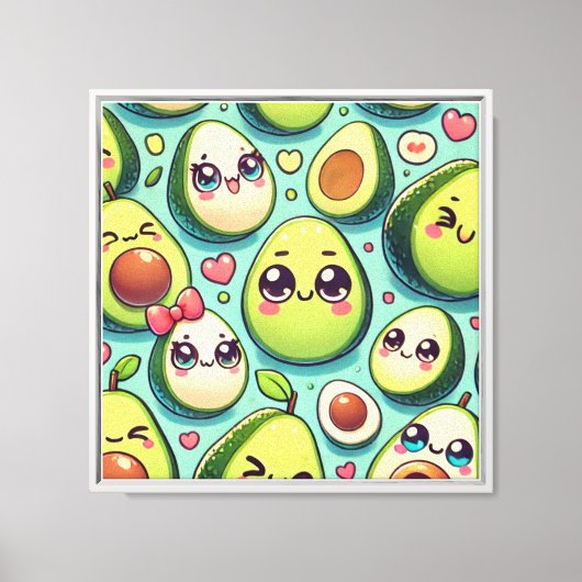 Schattige Avocados Canvas Afdruk (Voorkant)