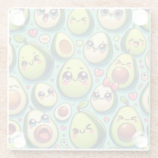 Schattige avocado's glazen onderzetter (Achterkant)