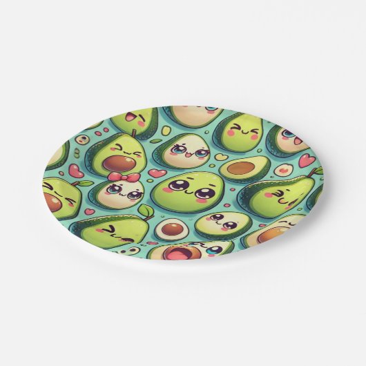 Schattige avocado's papieren bordje (Gekanteld)