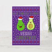 Schattige Avocado's Prettig Vegan Kerstfeest Kaart (Voorkant)
