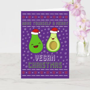 Schattige Avocados Prettig Vegan Kerstfeest  Kaart