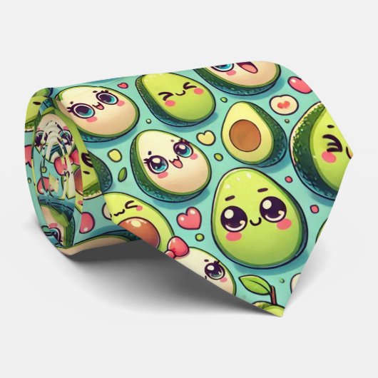 Schattige avocado's stropdas (Opgerold)