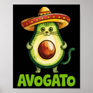 Schattige Avogato Sombrero Kat Grappige Cinco De M Poster