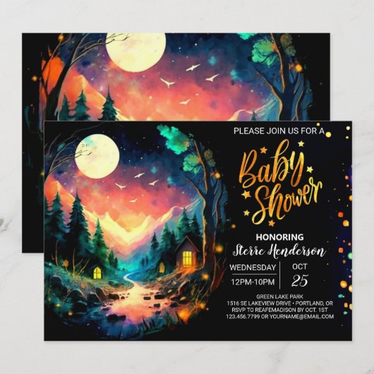 Schattige avontuur wacht op Timberland Baby shower Kaart (Voorkant / Achterkant)