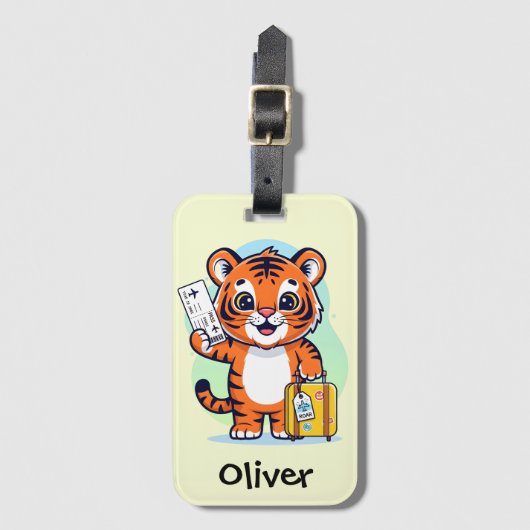 Schattige Avontuurlijke Tijger Bagagelabel (Voorkant (verticaal))