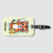 Schattige Avontuurlijke Tijger Bagagelabel (Voorkant (horizontaal))