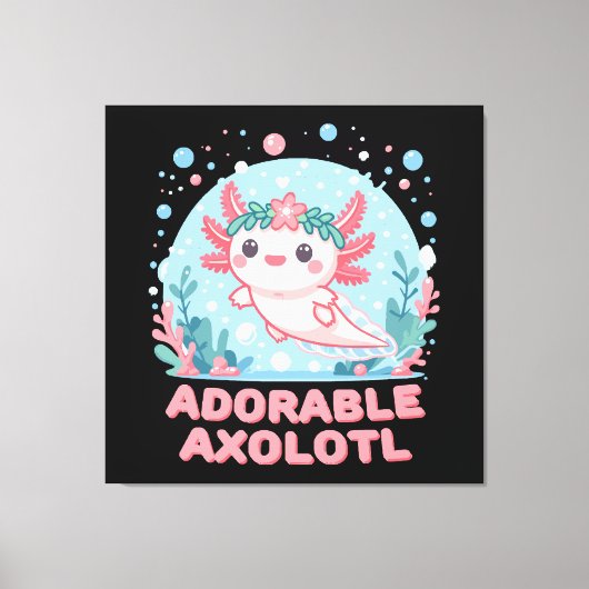Schattige Axolotl aquatische schattigheid Canvas Afdruk (Voorkant)