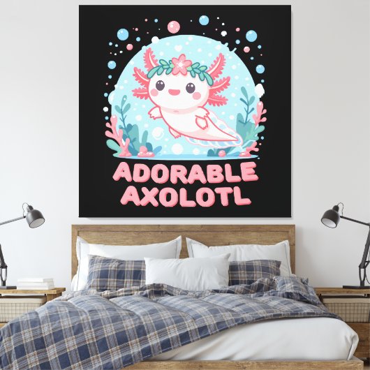 Schattige Axolotl aquatische schattigheid Canvas Afdruk (Insitu (Slaapkamer))