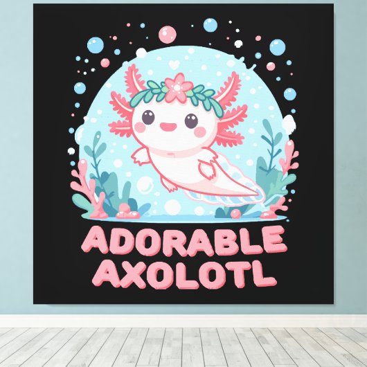 Schattige Axolotl aquatische schattigheid Canvas Afdruk (Insitu (Houten vloer))