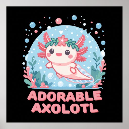 Schattige Axolotl aquatische schattigheid Poster (Voorkant)