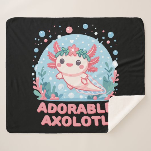 Schattige Axolotl aquatische schattigheid Sherpa Deken (Voorkant (horizontaal))