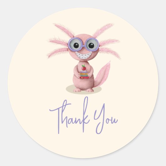 Schattige Axolotl Bedankt  Ronde Sticker (Voorkant)