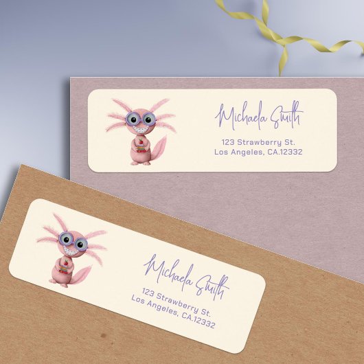 Schattige Axolotl Bril Retouradres Etiket
