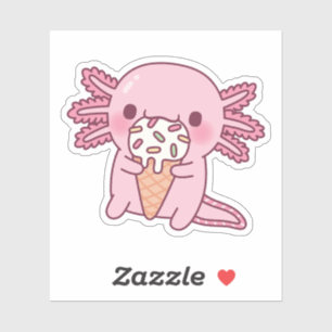 Schattige Axolotl die Ijs Eet Met Strooisel Sticker