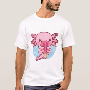 Schattige Axolotl Eating Popsicle Ice Cream T-shirt