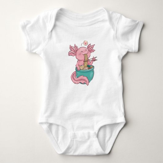 Schattige Axolotl Eating Ramen Romper (Voorkant)