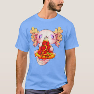 Schattige Axolotl Eet Pizza Snacks Axolotl Kawaii T-shirt