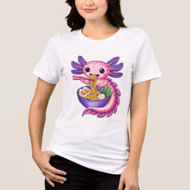 Schattige Axolotl Eet Ramen Kawaii Noedelkom Tri-Blend Shirt