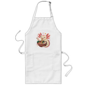 Schattige Axolotl Eet Ramennoedels Lang Schort