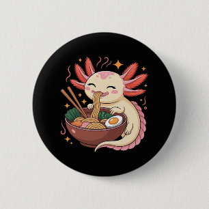 Schattige Axolotl Eet Ramennoedels Ronde Button 5,7 Cm