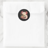 Schattige Axolotl Eet Ramennoedels Ronde Sticker (Tas)
