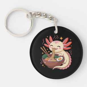 Schattige Axolotl Eet Ramennoedels Sleutelhanger