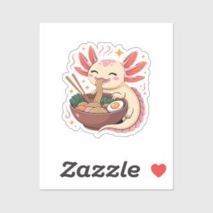 Schattige Axolotl Eet Ramennoedels Sticker