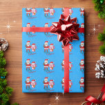 Schattige Axolotl en Sinterklaas Vrolijk Kerstfees Cadeaupapier<br><div class="desc">Schattige en schattig Axolotl en Sinterklaas patroon inpakpapier. De achtergrond is blauw met vallende sneeuw (zilveren,  grijze en witte stippen). De kerstman hangt ons rond met een schattige roze axolotl en wenst alle kinderen een heel vrolijk kerstfeest. Kinderen zullen dit inpakpapier op al hun geschenken GEWELDIG vinden. vrolijk kerstfeest!</div>