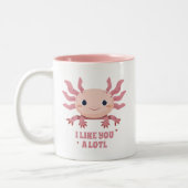 Schattige Axolotl Grappig Pun Modern Dierenvriend Tweekleurige Koffiemok (Links)