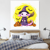 Schattige Axolotl Heks Halloween Canvas Afdruk (Insitu (Slaapkamer))
