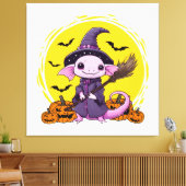 Schattige Axolotl Heks Halloween Canvas Afdruk (Insitu (Woonkamer))