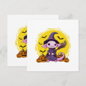 Schattige Axolotl Heks Halloween Kaart (Voorkant / Achterkant)