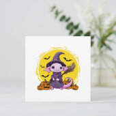 Schattige Axolotl Heks Halloween Kaart (Staand voorkant)